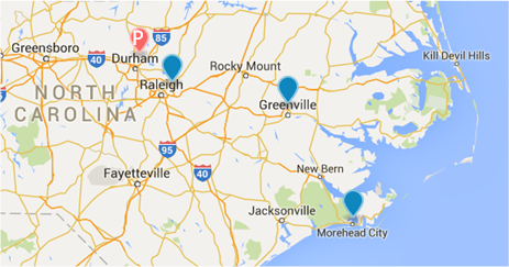 Map of Durham GRECC/Site centers