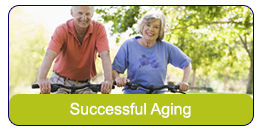 Successful Aging: A senior couple riding bike in the park.