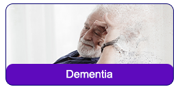 Dementia: An elderly man with his hand on his cheek and eyes closed while looking confused.