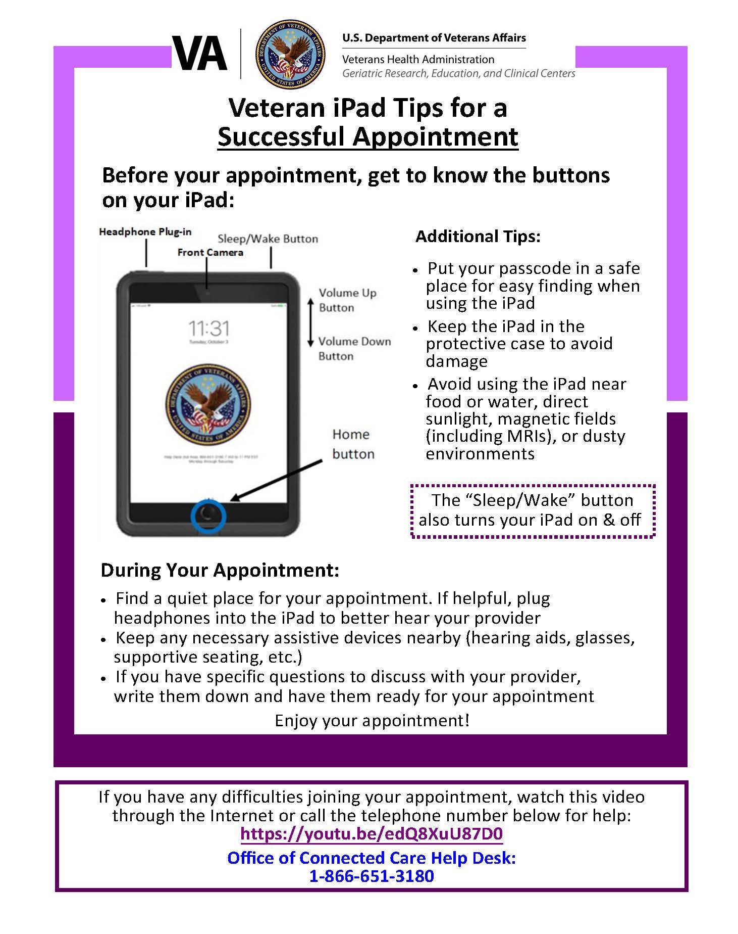 Veteran iPad Tips for a successful appointment